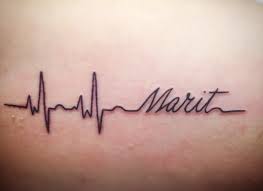 My First Tattoo Heart Beat With Name Of My Daughter Heart Beat Tattoo Baby Tattoos Tattoos
