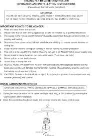 Installing the ceiling fan is not difficult, but you need to pay attention to these points during the installation of the ceiling fan! Ce10010 Ceiling Fan Remote Controller Transmitter User Manual Tr125b Mr77a Ac120v Chungear Industrial