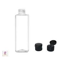 Plastic Bottles PET Square Bottles Black Flip Top Cap - 4 oz. (Clear) • 9784FB