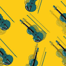 Beautiful Wooden Violin In Cartoon Style Isolated On Yellow Background Vector Pattern Cartoon Styles Music Doodle