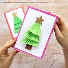 Measure and cut a base square from the front of a christmas card. How To Make A Paper Christmas Tree Card Easy Peasy And Fun