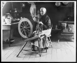 An old hermit or magician finds and nurses the younger daughter back to health, and sends his boy to procure her missing limbs by sending him to sit outside with golden spinning tools. Old Woman With Spinning Wheel Unidentified Spinning Wheel Spinning Spinning Yarn