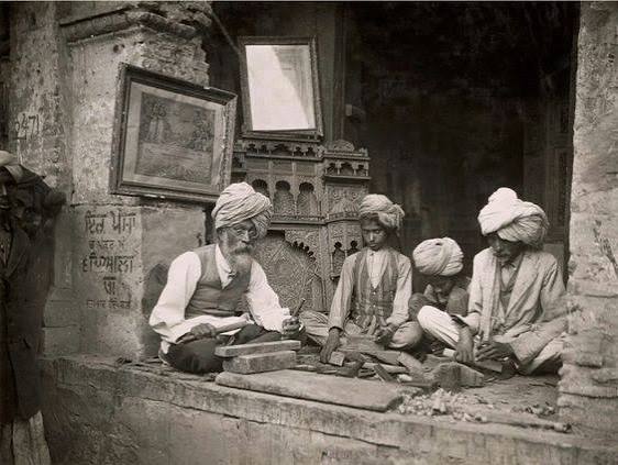 Rajput men playing the game of Pachisi