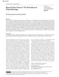 pdf beyond four forces the evolution of psychotherapy