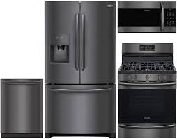 The pros of stainless steel appliances. Buy Frigidaire 4 Piece Kitchen Appliance Package With Fghd2368td 36 French Door Refrigerator Fggf3059td 30 Gas Range Fgmv176ntd 30 Over The Range Microwave And Fgid2466qd 24 Built In Dishwasher In Black Stainless