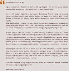 Sabenerna, gunung karahayuan, pasir kaasih, sagara kanyah bapa kahidep téh mémang langka kakedal ku lisan, jarang karaba ku carita. Teks Sungkeman Perpisahan Sekolah Bahasa Sunda Berbagai Teks Penting