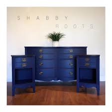 Sold Antique Federal Bedroom Set In Blue Dresser And Two Nightstands Solid Wood Bow Front Navy Blue Royal Blue San Francisco Ca Wood Bedroom Sets Bedroom Set Blue Furniture