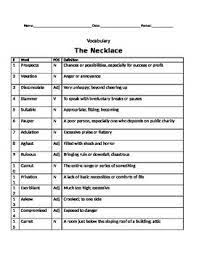 The Necklace Vocabulary Chart Vocabulary Chart Ela Resources