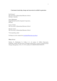 Diana paulsen (kral) has not joined the site yet. Pdf Charismatic Leadership Change And Innovation In An R D Organization