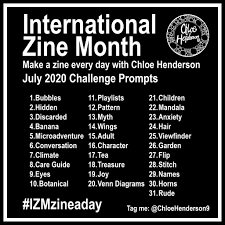 International Zine Month Art Challenge Prompts 2020 Chloe Henderson In 2021 Zine Prompts Art Challenge