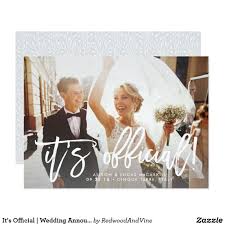 It S Official Wedding Announcement Zazzle Com Modern Wedding Announcements Wedding Announcements Photo Wedding Invitations