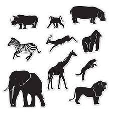 Club Pack Of 12 Black Wild Jungle Animal Silhouette Wall Cutouts Decors 15 25 Animal Silhouette Jungle Animals Animals
