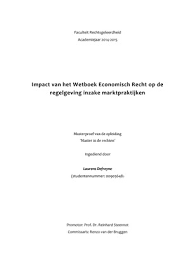 Impact Van Het Wetboek Economisch Recht Op De Regelgeving Inzake Marktpraktijken