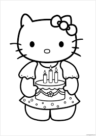 Festive 18th birthday coloring page. Hello Kitty Happy Birthday Coloring Pages Cartoons Coloring Pages Coloring Pages For Kids And Adults