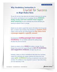 Why Vocabulary Is Crucial For Success On High Stakes Tests Tip Sheets Grades 3 12 Vocabulary Instructi High Stakes Testing Vocabulary Instruction Vocabulary