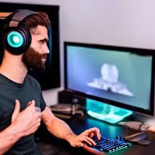 gigachad with gaming headset sitting at a desk with | Stable Diffusion |  OpenArt