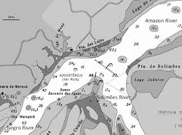 nautical chart showing the confluence of the negro and the