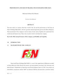 Fraser & neave holdings berhad (f&nhb) is a beverage and dairy manufacturer and distributor listed on bursa malaysia's main board. Pdf Performance And Size Of Fraser Neave Holdings Bhd F N