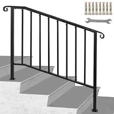 See more ideas about porch railing, railing design, railing. Vevor Handrail Picket 3 Fits 3 Or 4 Steps Matte Black Stair Rail Wrought Iron Handrail With Installation Kit Hand Rails For Outdoor Steps Walmart Com In 2021 Iron Railings Outdoor