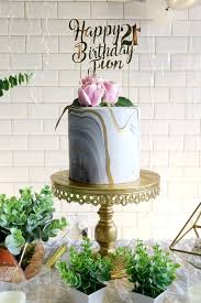 Cake decorating idea for 21st birthday. Kara S Party Ideas Elegant Marble Inspired 21st Birthday Party Kara S Party Ideas