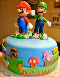 Brothers mario and luigi cake toppers | etsy. Mario Cakes Decoration Ideas Little Birthday Cakes