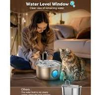 FWMB 3.2L/108 oz Cat Water Fountain Stainless Steel with Filter, Pets Water  Fountain, Visual Water Level Window
