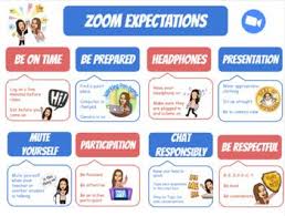 Editable Poster With Zoom Expectations Add Your Own Bitmojis And Change The Color That Match Your Theme In 2020 Virtual School Digital Learning Online Classes