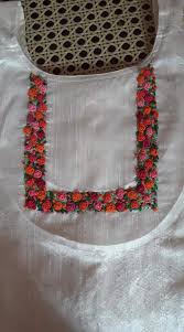 This keyhole can be bordered with embroidery or kundan work. Bullion Stitch Handwork Embroidery Design Hand Embroidery Designs Embroidery Neck Designs