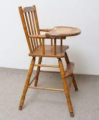 Multiple vintage highchairs of different ages and styles are available for custom paint and finish in the color and distressing/antiquing level of the buyer's choice. Reserved For Sheena Vintage Wooden High Chair Oak Shabby Chic Rustic Ready For Your Paint Wooden High Chairs Vintage High Chairs Antique High Chairs