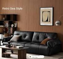 Top Layer Cowhide Leather Straight Sofa,