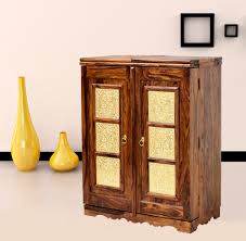 Meet the bar cabinet, the middle child between sideboards and bar carts. Traditional Sheesham Solid Wood Brass Pannel Bar Cabinet My Furniture Town