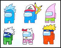 Here are art tutorials to learn how to draw fast! How To Draw Among Us Game Characters Drawing Tutorials Cartoons How To Draw Among Us Illustrations Lessons