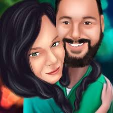 Custom Couple Cartoon Portrait From Your Photo