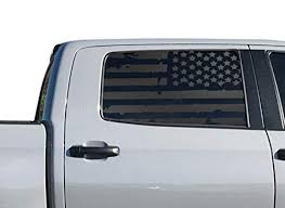 Flat Black American Flag Decal Toyota Tundra Crew Max Distressed Usa Flag Decals In Matte Black For Side Windows American Flag Accessor Toyota Tundra American Flag Accessories Flag Decal