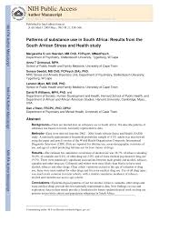 Pdf Patterns Of Substance Use In South Africa Results From The South African Stress And Health Study