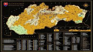 Mapa diaľničnej siete znázorňuje prevádzkované . World Maps Slovensko Prirodopisna Black Gold Nastenna Stieracia Mapa Slovenska59 4x84cm A1 Mall Sk
