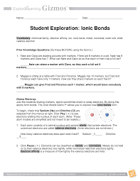 Student exploration ionic bond gizmo answer key. Questions And Answers Explore Learning Gizmo Student Exploration Ionic Bonds