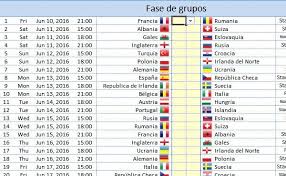 Consulta el calendario de eurocopa 2021 por días. Calendario Eurocopa 2016 Fixture En Excel Tecnologia