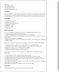 Resume Templates Automotive Warranty Administrator Resume Template Professional Resume Sample Resume