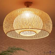 Maybe you would like to learn more about one of these? Wood Domed Semi Flush Mount Chinese 1 Head Bamboo Ceiling Light Fixture For Living Room Beautifulhalo Com
