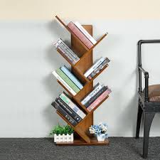 Wood Tree Bookcase 7 Shelf Book Rack Storage Organizer Books Display Furniture Woodtreebookcase Shelves Bookcase Display Furniture