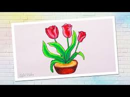 Belajar menggunakan 12 warna dg maksimal jenthikkencana com. Cara Menggambar Bunga Tulip Dengan Pensil Warna Youtube Cute766
