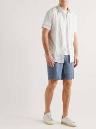Indigo Seaside Straight Leg Cotton Blend Chambray Shorts Peter Millar Mr Porter