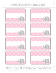 Since you probably don't know 10 people that are about to have or have just had a new baby, i've made these both as single tags as well as full page versions that have 10. Free Pink Dotted Pattern Elephant Name Tags Printable Name Tags Elephant Baby Shower Theme Name Tags
