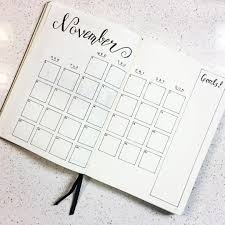 November Grid Calendar Bullet Journal Monthly Layout Monochromatic Layout Thebulletjournaljourney