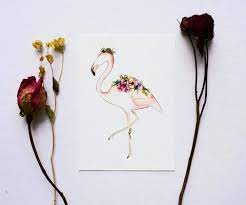 Flamingo Flower Crown Flamingo Art Print Watercolor Art Prints Flamingo Art