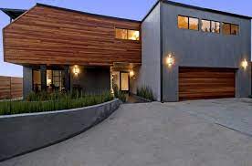 Gray Stucco Wooden Modern Siding Options Combination Modern House Design Spaceful Front Yard Modern House Siding Modern Siding Options Stucco Homes