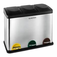 Klarstein Okosystem Poubelle De Cuisine A Pedale En Acier Inox Avec 3 Compartiments De 15l Pour Le Tri Selectif Poubelle Cuisine Poubelle Poubelle Inox