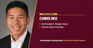 Introducing Professor Chris Wu this Faculty Friday. Chris is Vice President  at Builders Vision, a company dedicated to revolutionizing sustainable  construction practices. Previously, he served as a Senior Associate at  Impact Engine,