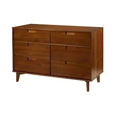 Diy midcentury modern inspired dresser finished in high gloss white and medium brown stain. Mid Century Modern Classic Wood 6 Drawer Groove Dresser Walnut Saracina Home Target